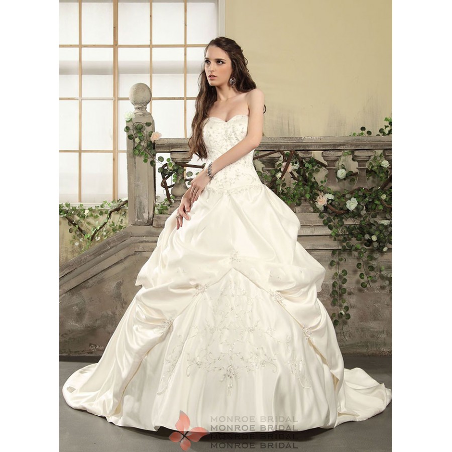 African White Satin Wedding Dress with Long Train | Wedding dress long  sleeve, Simple bridal gowns, Elegant long sleeve wedding dresses